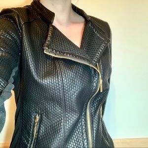 Calvin Klein Faux Leather Jacket Black and Gold